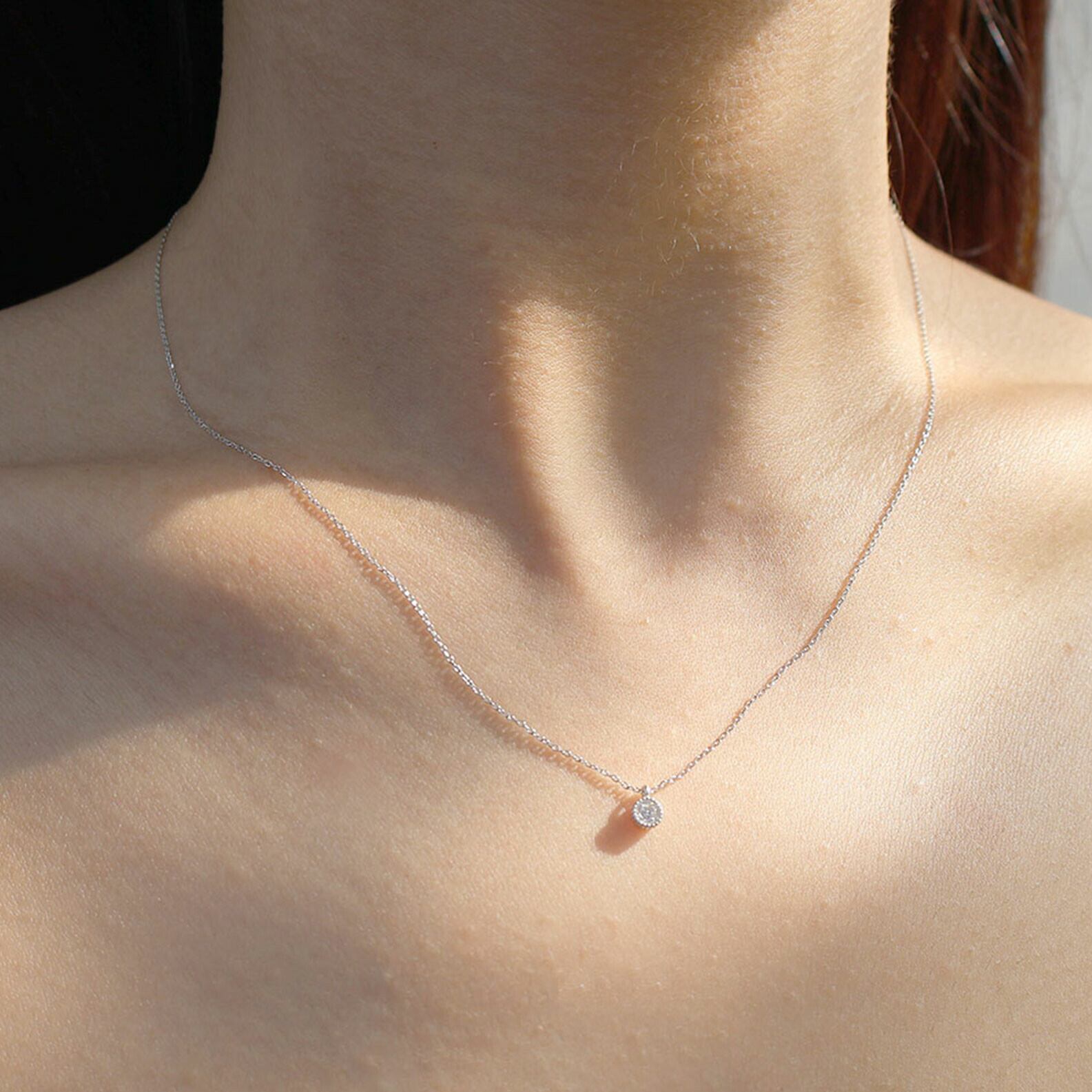 【シルバー925】金属アレルギー対応 キュービックジルコニア ネックレス silver925 韓国製