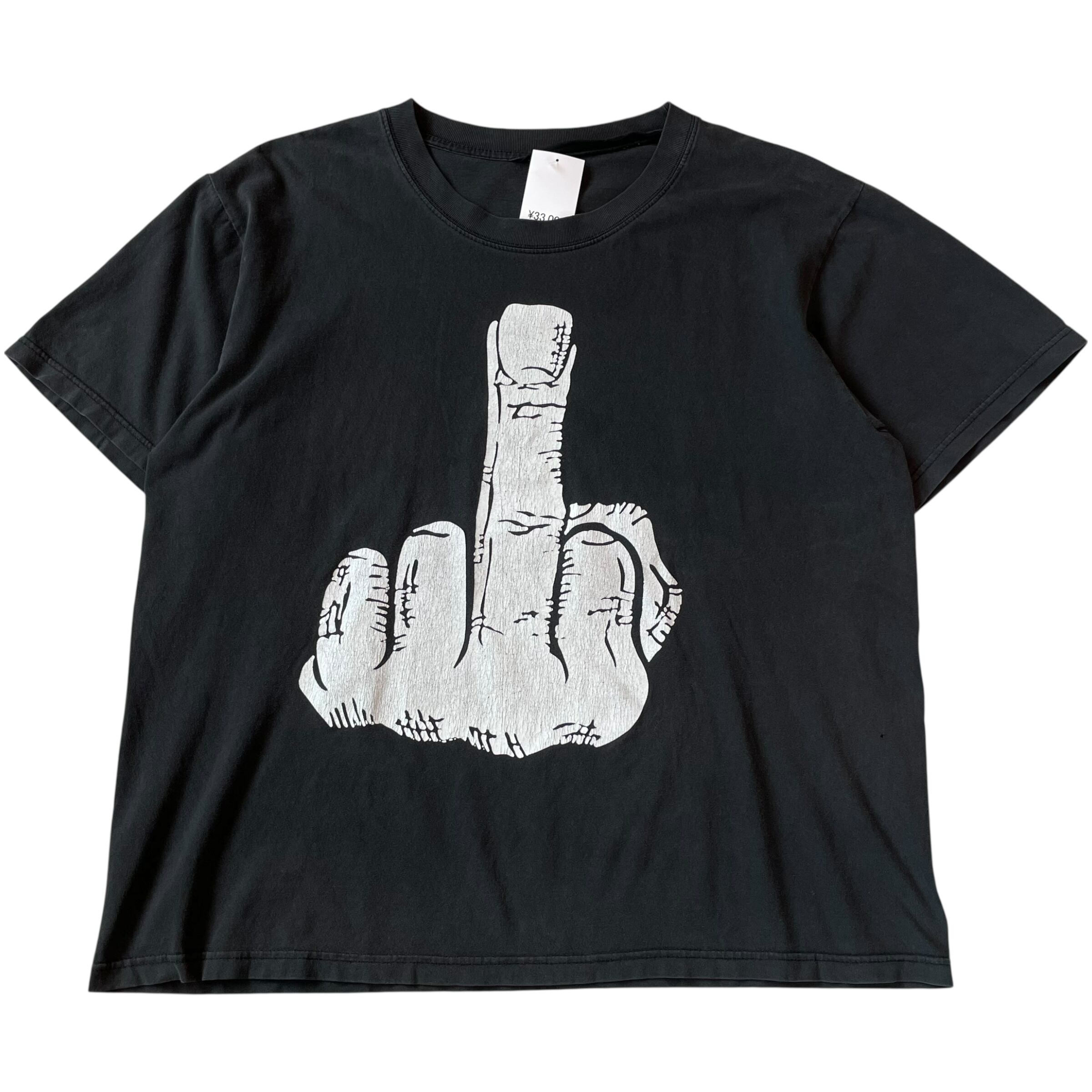 00s unknown "Fuck Finger × anarchy mark" t-shirt