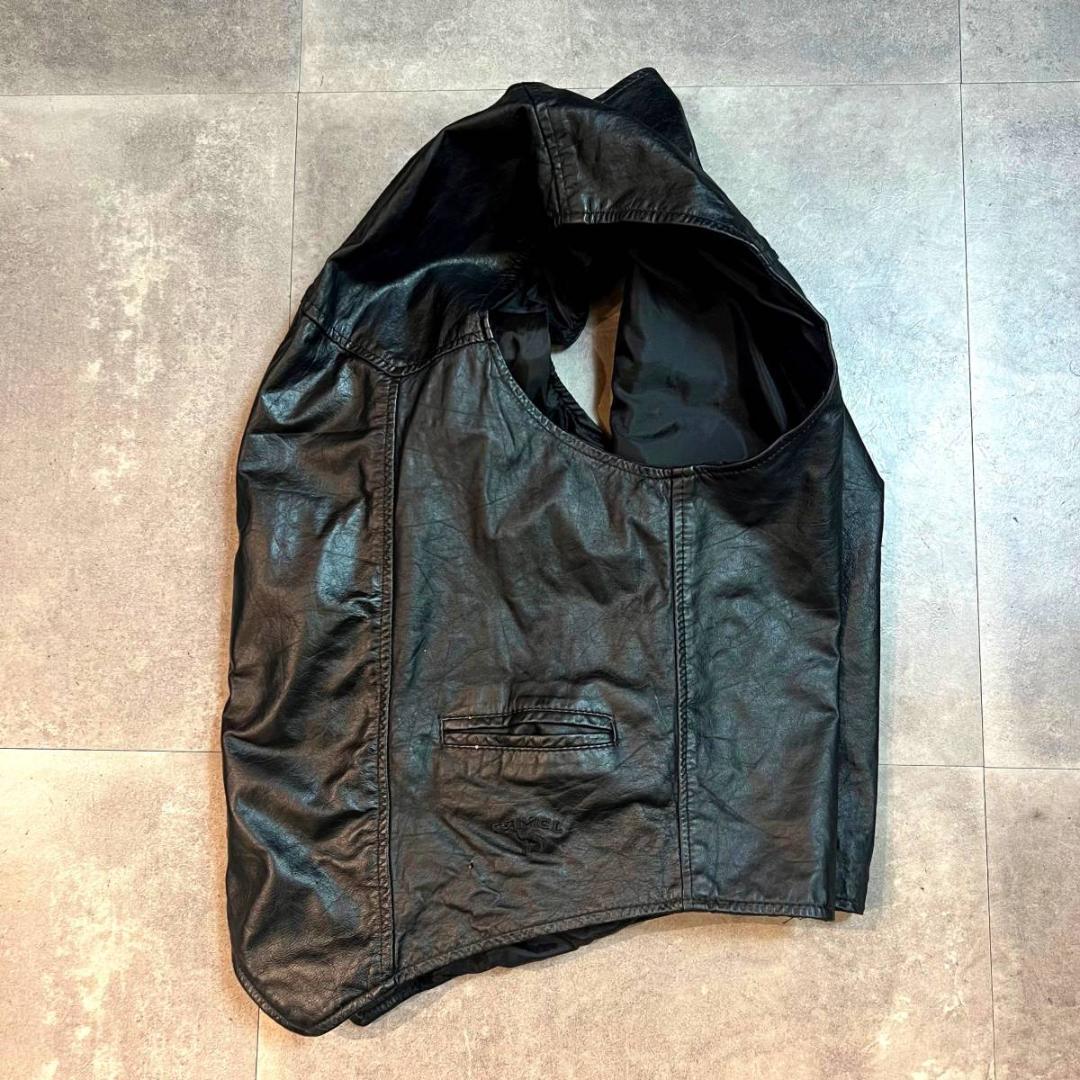 80s-90s USA製 Branded Garments レザーベスト ブラック XL 黒 革 ...