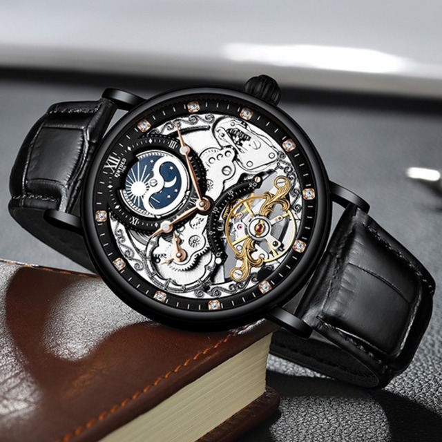 【TR0440】Fashionable Skeleton Mechanical Watch