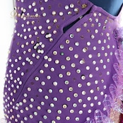 社交ダンス 衣装 スタンダード ドレス スタンダードドレス 紫 金 羽 ラメ デモ 競技 ダンス パーティ 発表会 スパンコール フロート キラキラ パープル系 ゴールド系 豪華ドレス スカート パーティードレス ダンス衣装 パフォーマンス衣装 競技用衣装