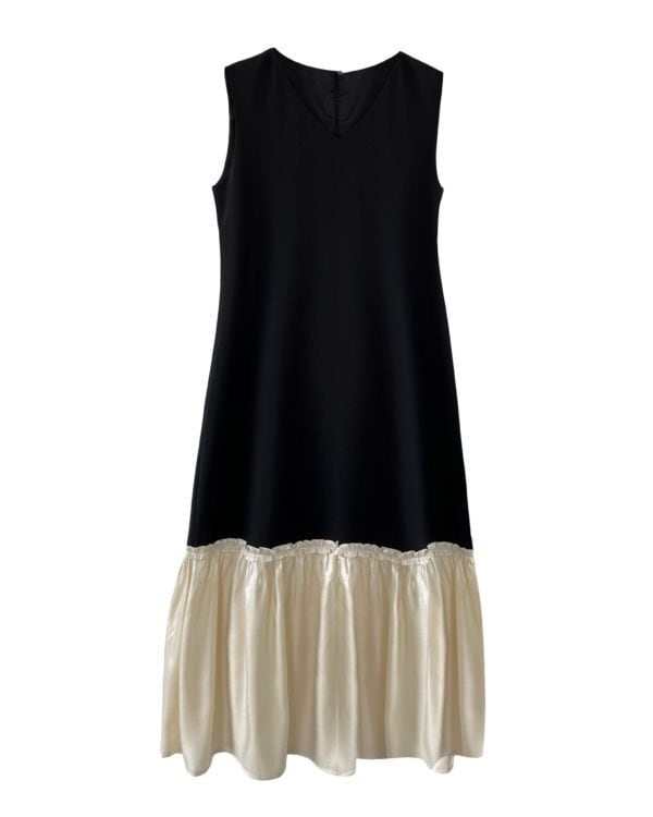 Bicolor Vneck Dress | Leonie