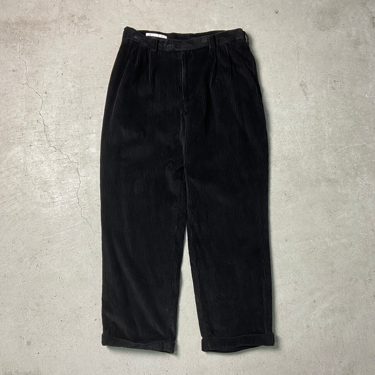 90年代 PERRY ELLIS ペリーエリス コーデュロイパンツ 2タック ワイド 太畝 メンズW33 古着 90s ヴィンテージ VINTAGE  黒 【ロングパンツ】/ブラック | cave 古着屋【公式】古着通販サイト