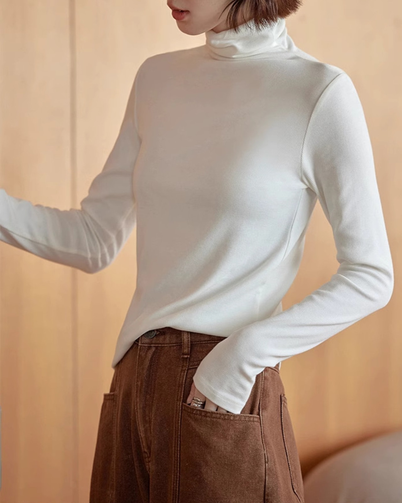 Turtle neck slim Knit　T20256