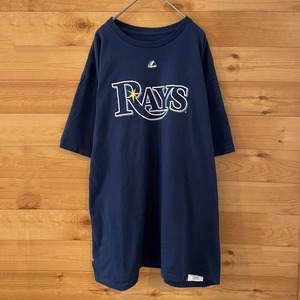 【majestic】MLB RAYS Tシャツ レイズ 背番号3 ロンゴリア ナンバリング XL ビッグサイズ US古着 アメリカ古着