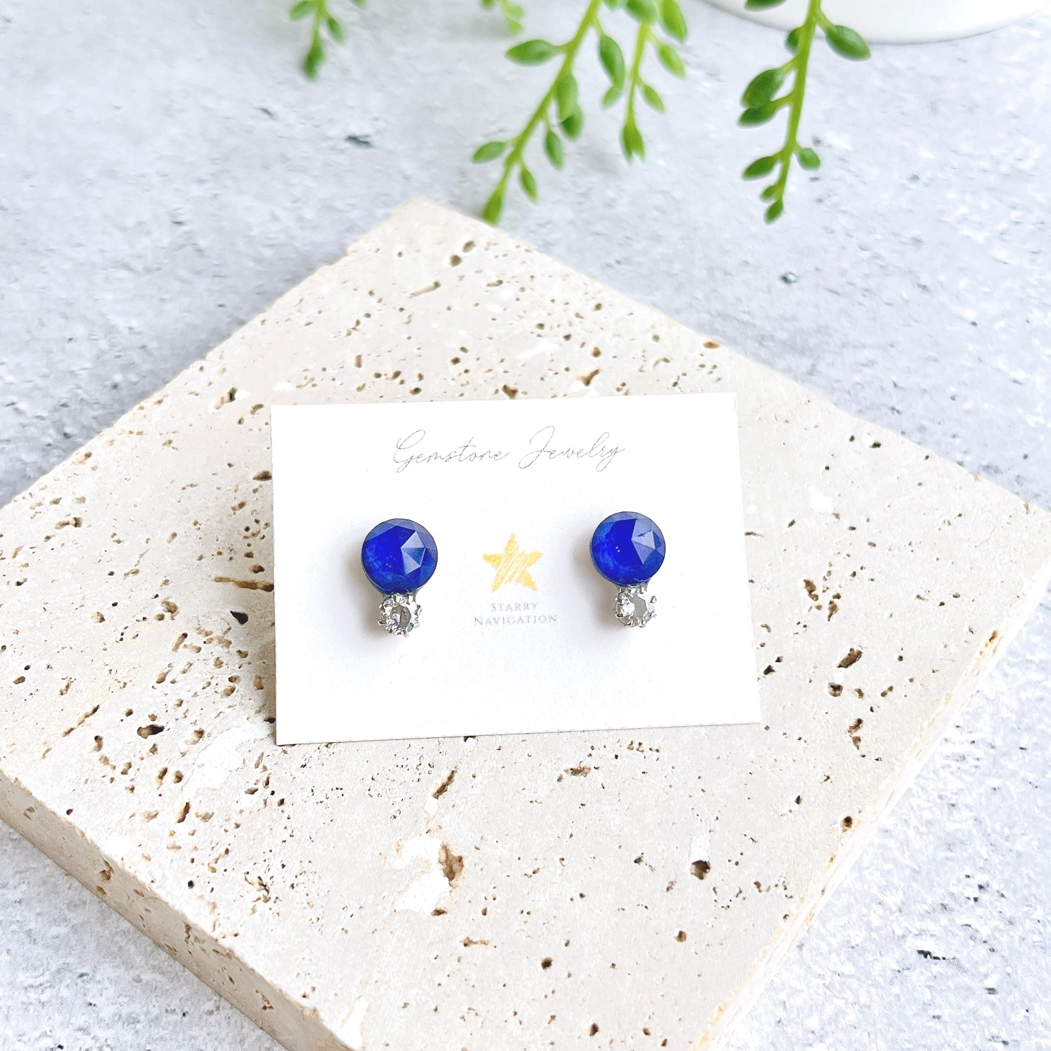 瑠璃の滴✧ラピスラズリピアス（ラウンド）✧サージカルステンレス製