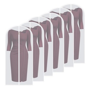 【在庫処分】洋服 防塵カバー 【 60x140cm 6枚組 】吊るせる衣類用ダストバッグ 衣類収納ケース 湿気取り 防カビ コート ダウンジャケット Tシャツ 半袖 スカート パンツ収納袋 洗える 半透明式 繰り返す使用可能 折り畳み可能 (ホワイト)