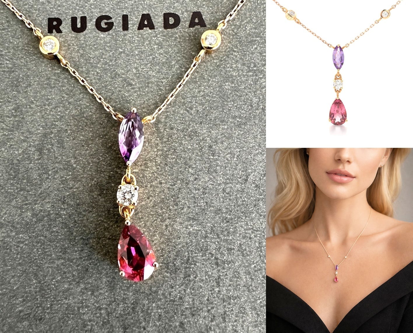 RUGIADA ダイヤモンドネックレス 美品 RUGIADA ルジアダ ダイヤモンド 