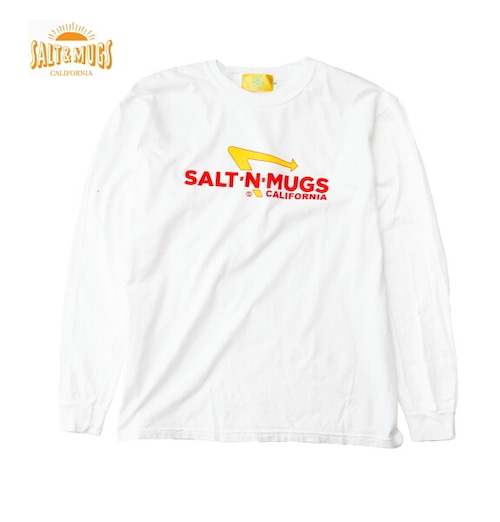 ソルトアンドマグス Tシャツ 長袖 ロンT メンズ SALT&MUGS IN OUT LS TEE WHITE