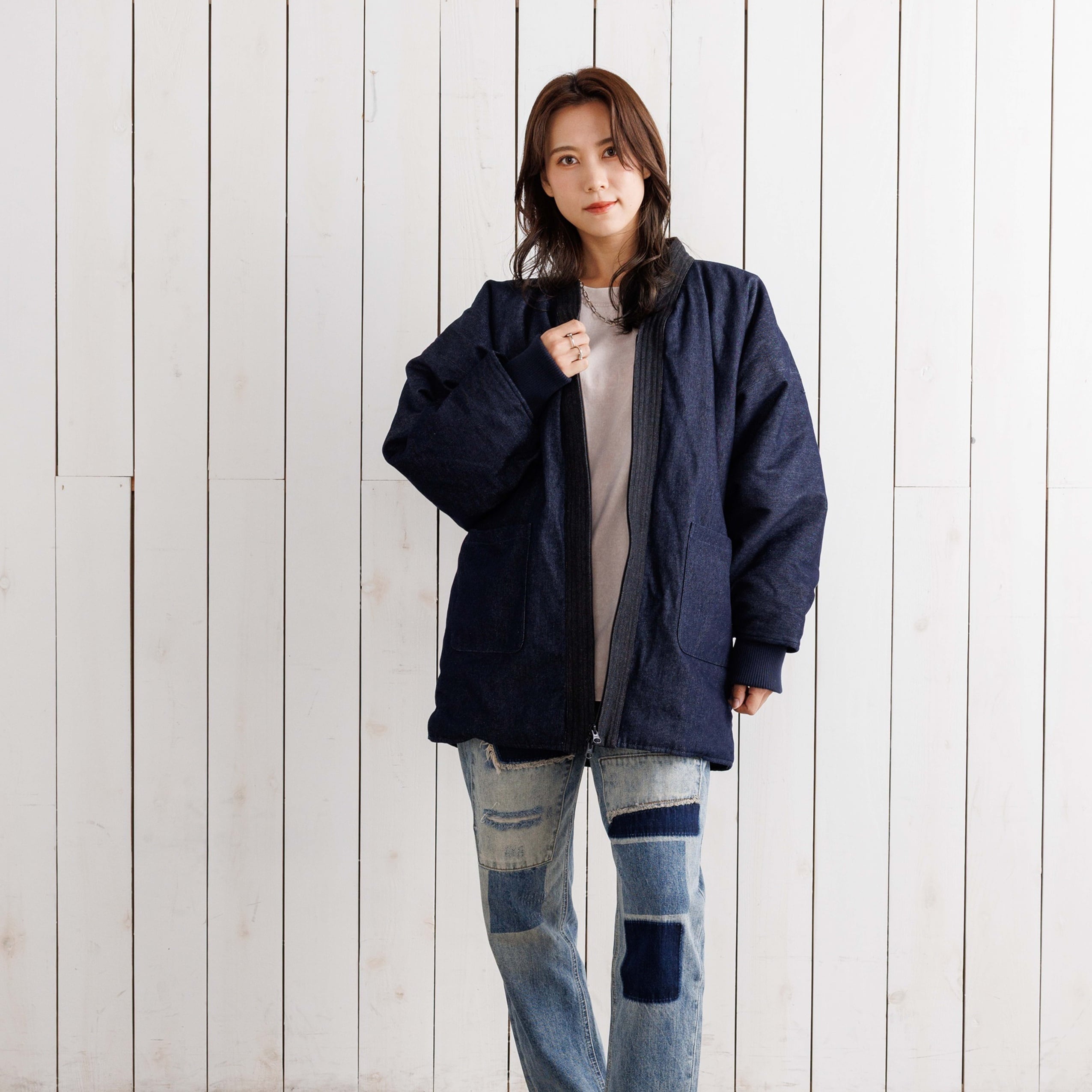 寒風寒波上等デニム半纏（ハンテン）NAVY×BLACK Editions | Godisru