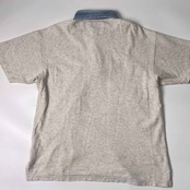 90s リネン混 CHAPS RALPH LAUREN チャップス ラルフローレン 切替デザイン 半袖 ポロシャツ M/アイボリー系 メンズ ビンテージ