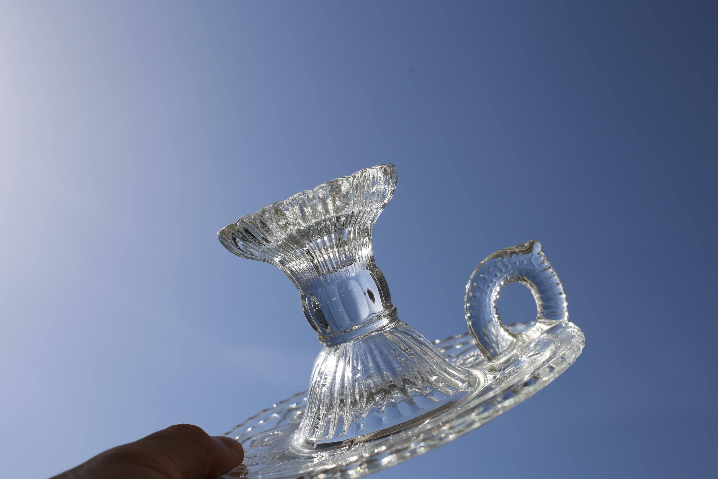 フランス アンティーク ヴィンテージ ガラスのキャンドルスタンド N-04402