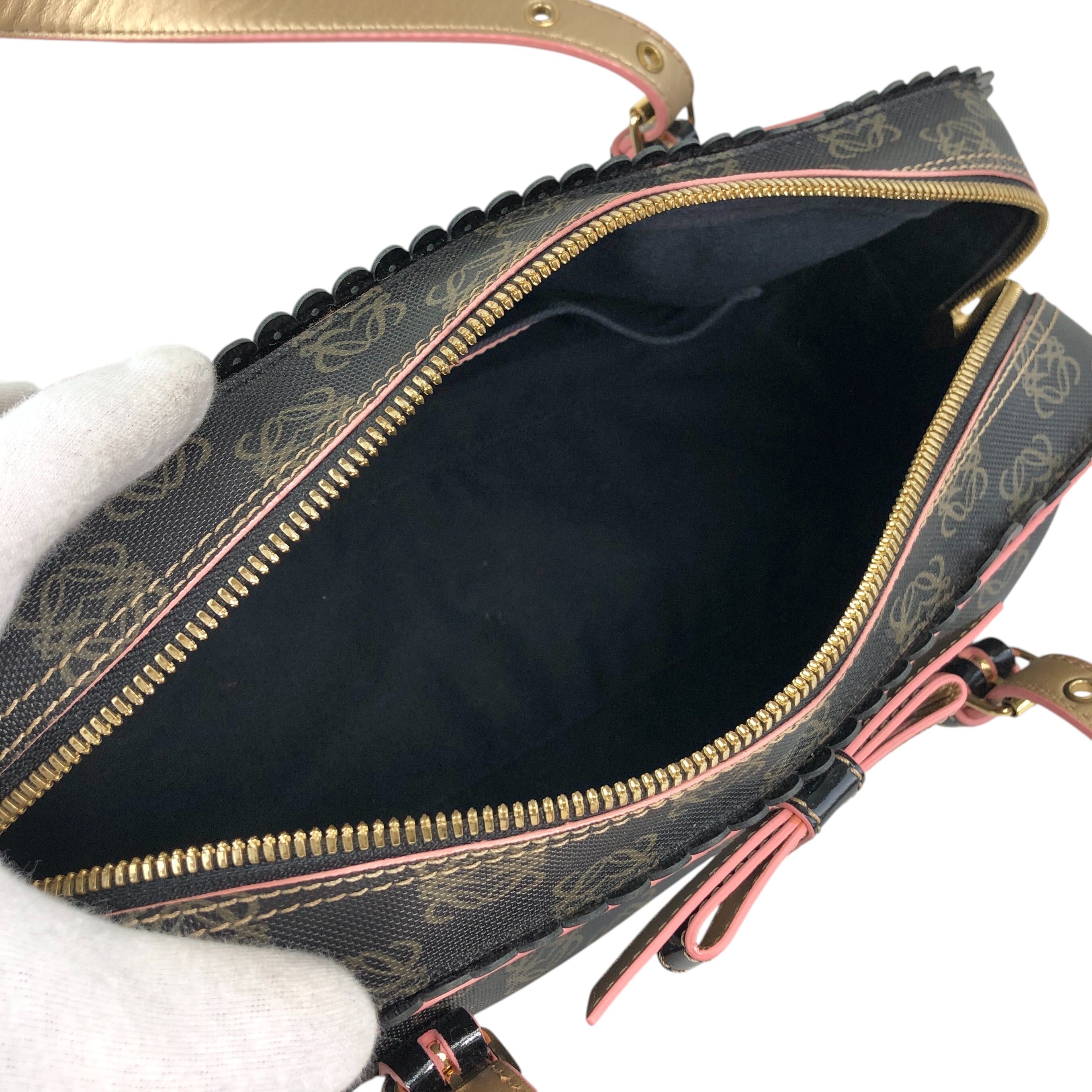 LOEWE ロエベ ハンドバッグ ブラック アナグラム PVC ボストンバッグ