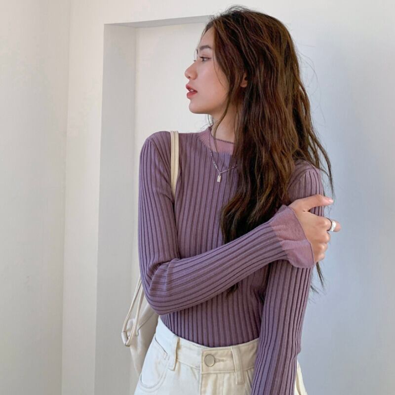 シャツ レディーススプリングオータムプルオーバー 長袖スリーブセーター ロング 春物 秋物 YY-ファッション72091765323