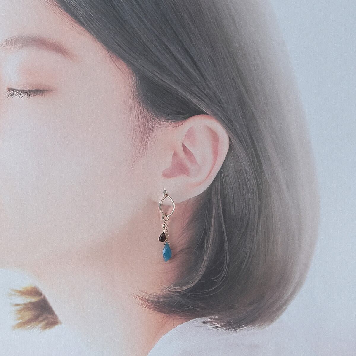 アガット フープ ピアス K10YG 石付きチャーム agete【24056】 | brand