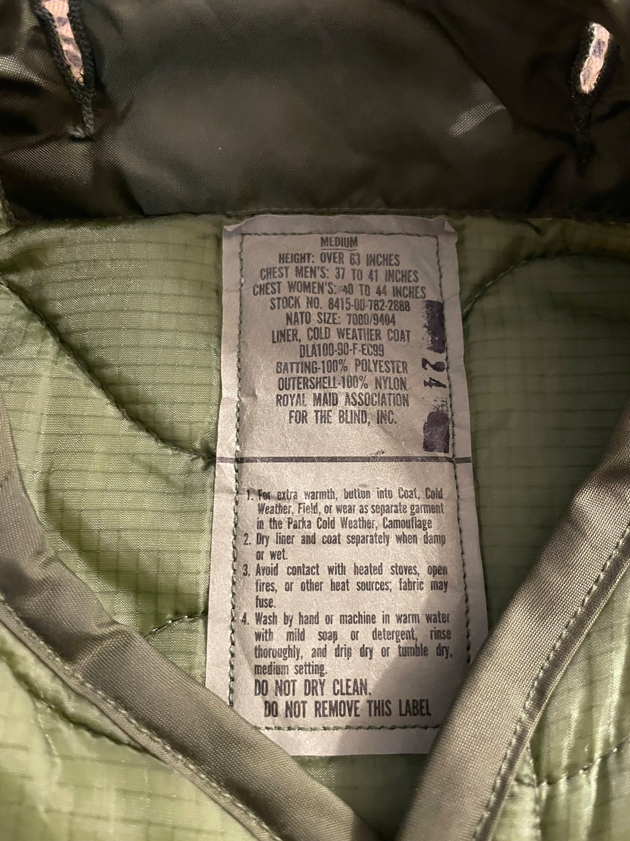 US Army Military / M65 LINER VEST / REMAKE