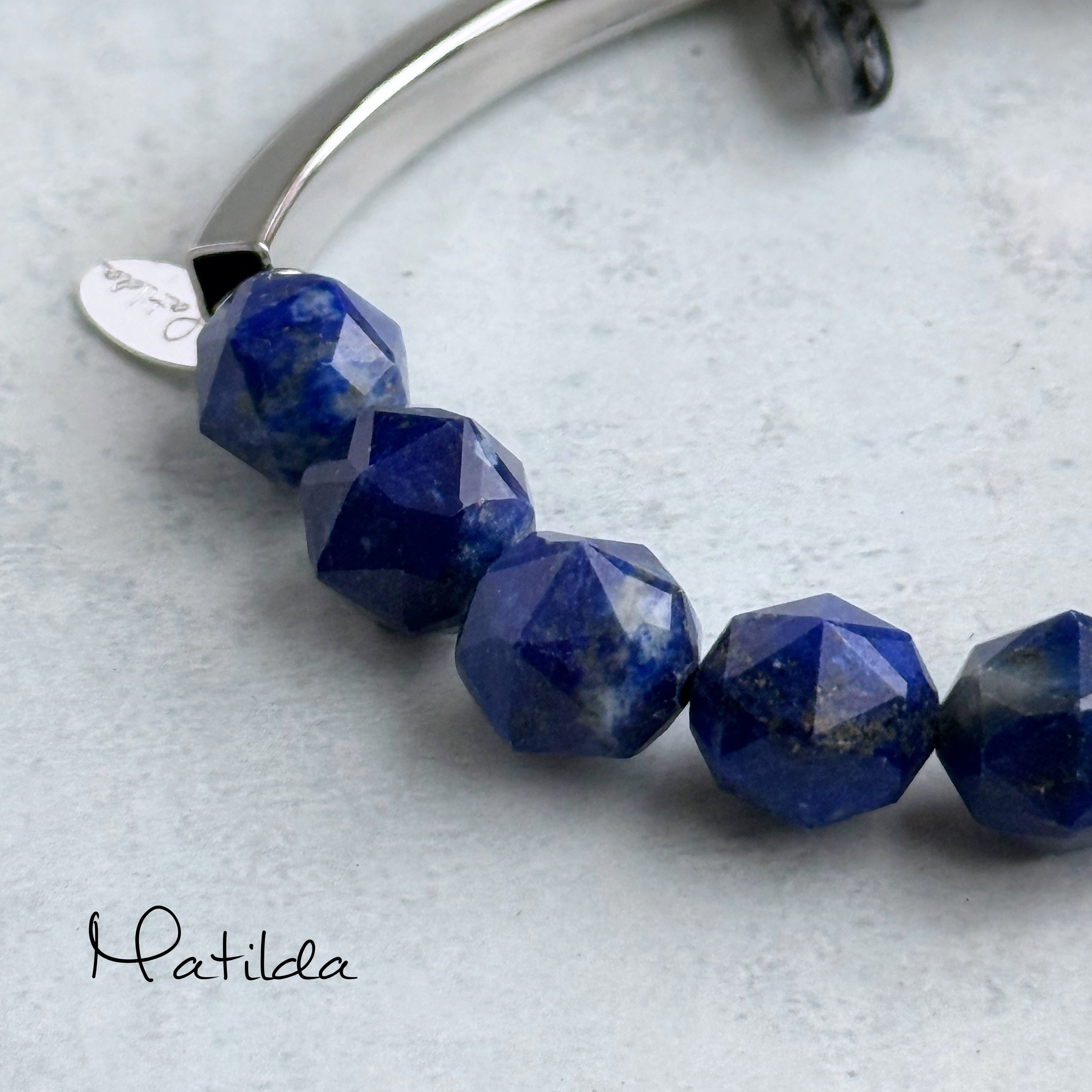 Tube & stone bracelet(オニキス×ラピスラズリ×ブラックルチルクォーツ)