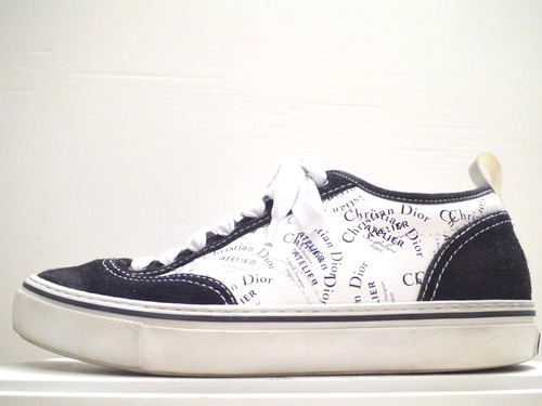 レア美品◆Dior Homme ディオールオム ATELIER PRINT スエードxレザー ローカット スニーカー 41 白x黒◆ 足元のワンポイントにピッタリ♪ 