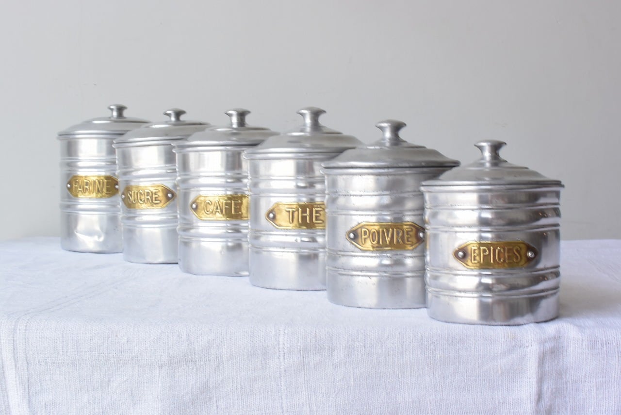 アンティークアルミキャニスター6個セット | 古道具 こころね