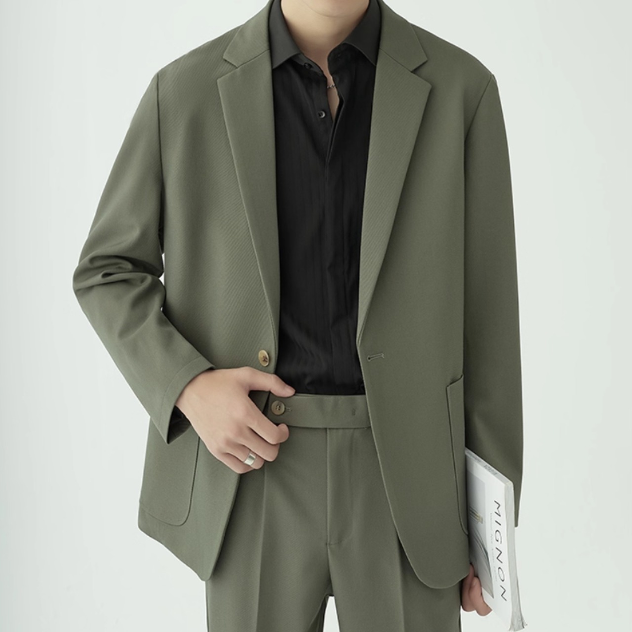 シングルブレスト ノッチドラペル ジャケット＆パンツ セットアップ af0378