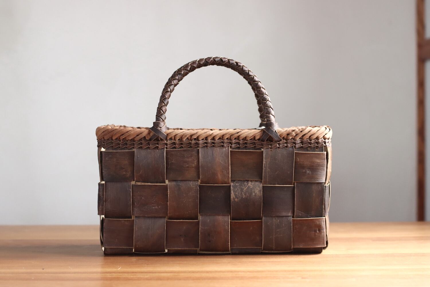 日本製 胡桃カゴバッグ （国産 くるみかご(中型横長)|05_kur-030101  