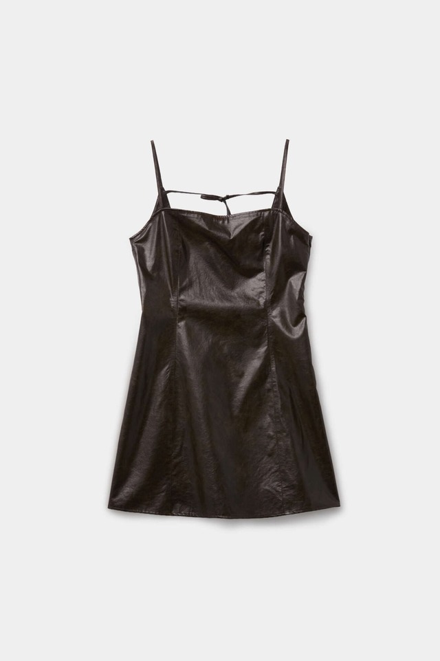 [COOR][WOMEN] Faux Leather Back Strap Dress (Brown) 正規品 韓国ブランド 韓国通販 韓国代行 韓国ファッション クール クーア クアー 日本 店舗