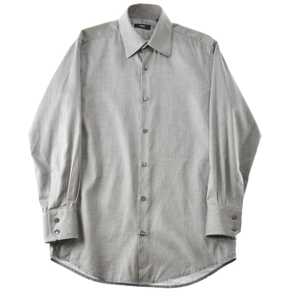 HUGO BOSS ヒューゴボス ストライプ コットンドレスシャツ トルコ製 グレー marron vintage