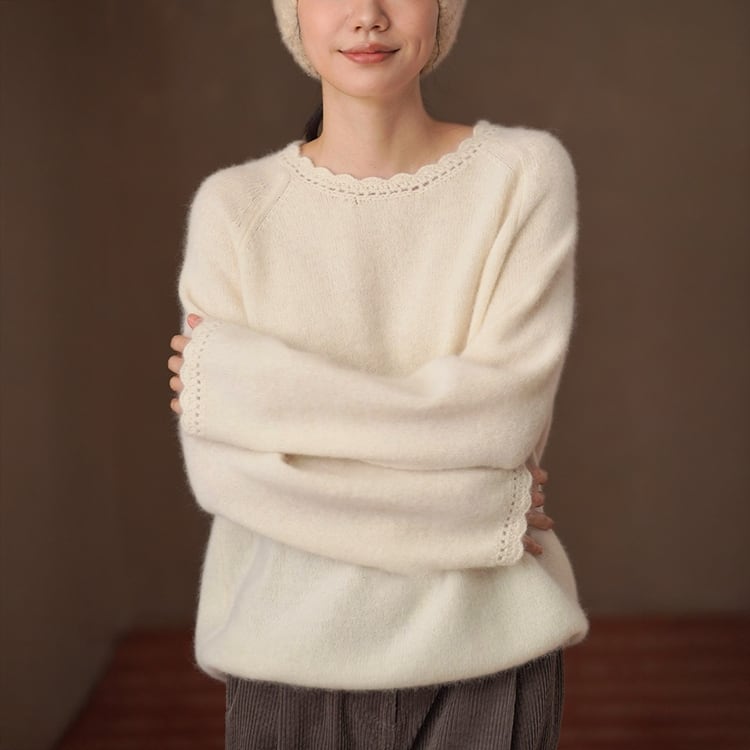 レースネック ルーズニットプルオーバー《2色》No.5494