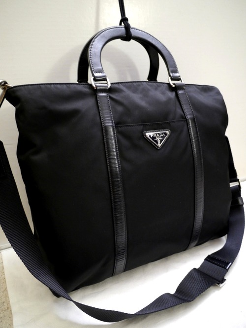 美品◆PRADA プラダ A4対応ビジネス可 ハンドショルダー2way ナイロンxレザー ハンド バッグ ブリーフケース◆ ビジネスシーンでも大活躍♪