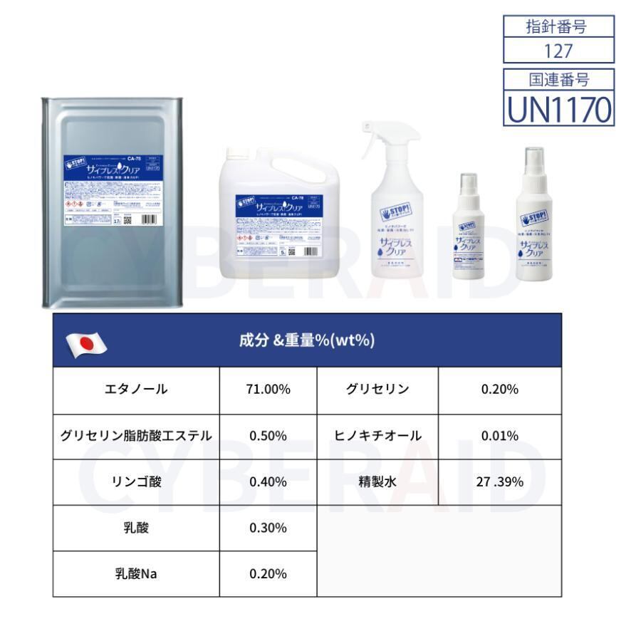 サイプレスクリア 5L 1本（専用コック付き）＋専用スプレー 1本 | CA-78