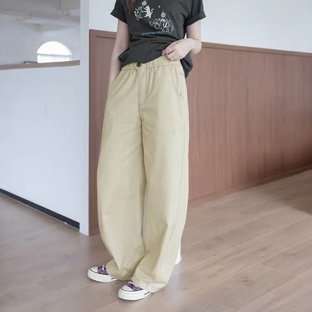ウエストゴム ダーツワイドパンツ  L1346