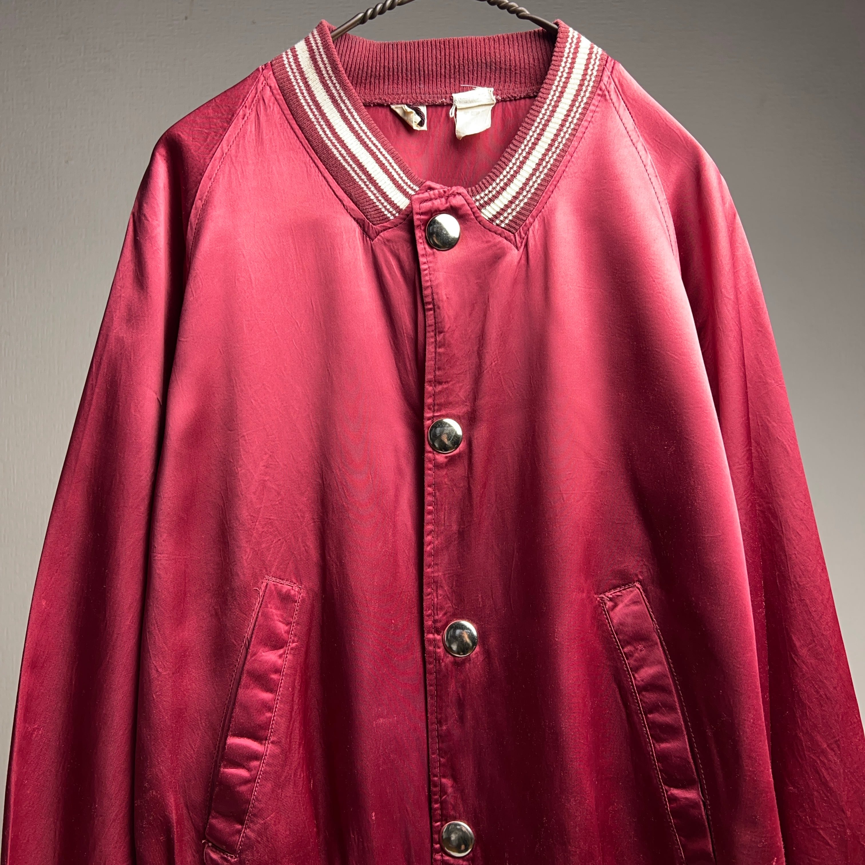 60s 70s vintage スタジャン 1960's SATIN STADIUM JACKET 60年代 サテン スタジャン リブ