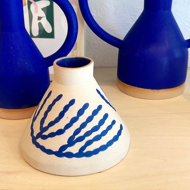 Sophie Alda "Coral and blue cone vase"