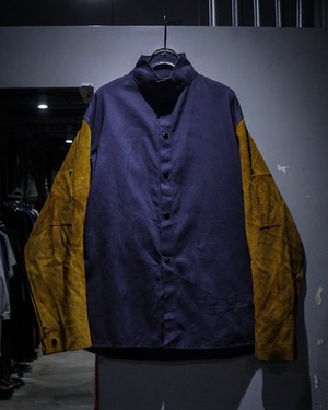 【add (C) vintage】Suede Leather Switching Vintage Stand Collar Jacket