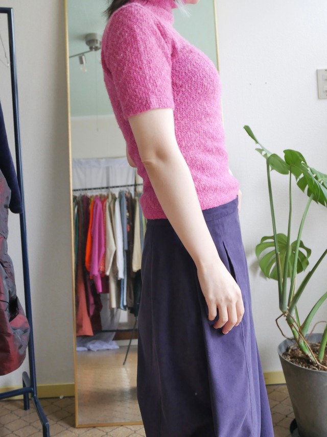 90s-00s USA Made Mohair Knit Short Sleeve Turtleneck