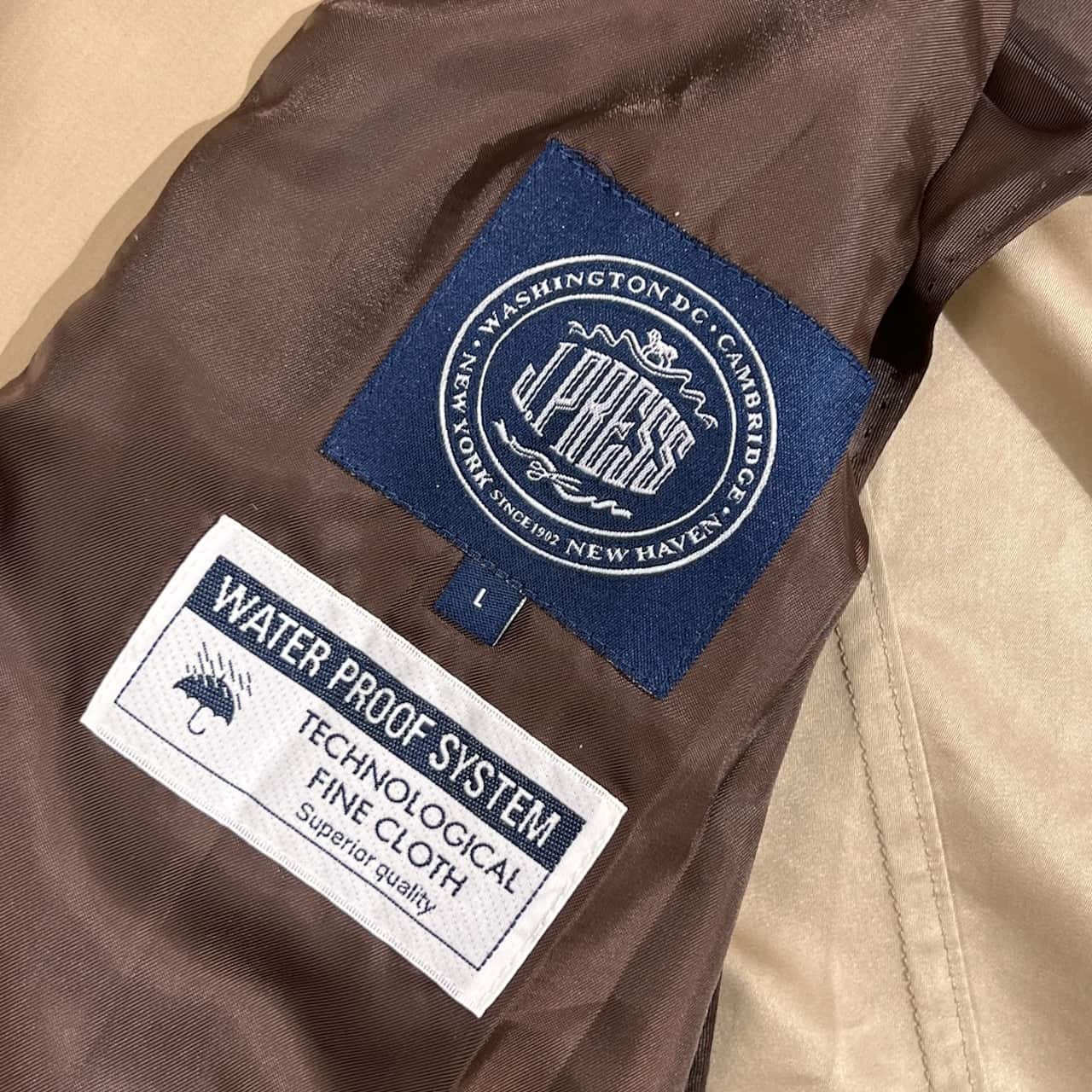 J.PRESS ジェイプレス WATER PROOF 撥水 ステンカラーコート サイズ L /ベージュ系 メンズ オンワード樫山 ビジネス
