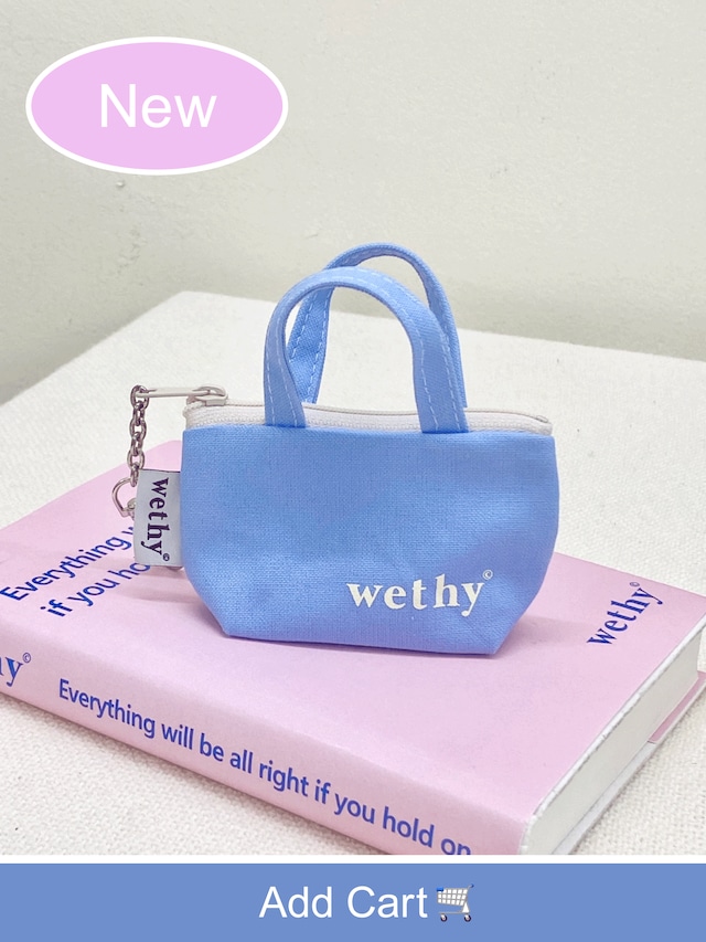 wethy キーホルダー ポーチサックスブルー minitote keychain  韓国雑貨