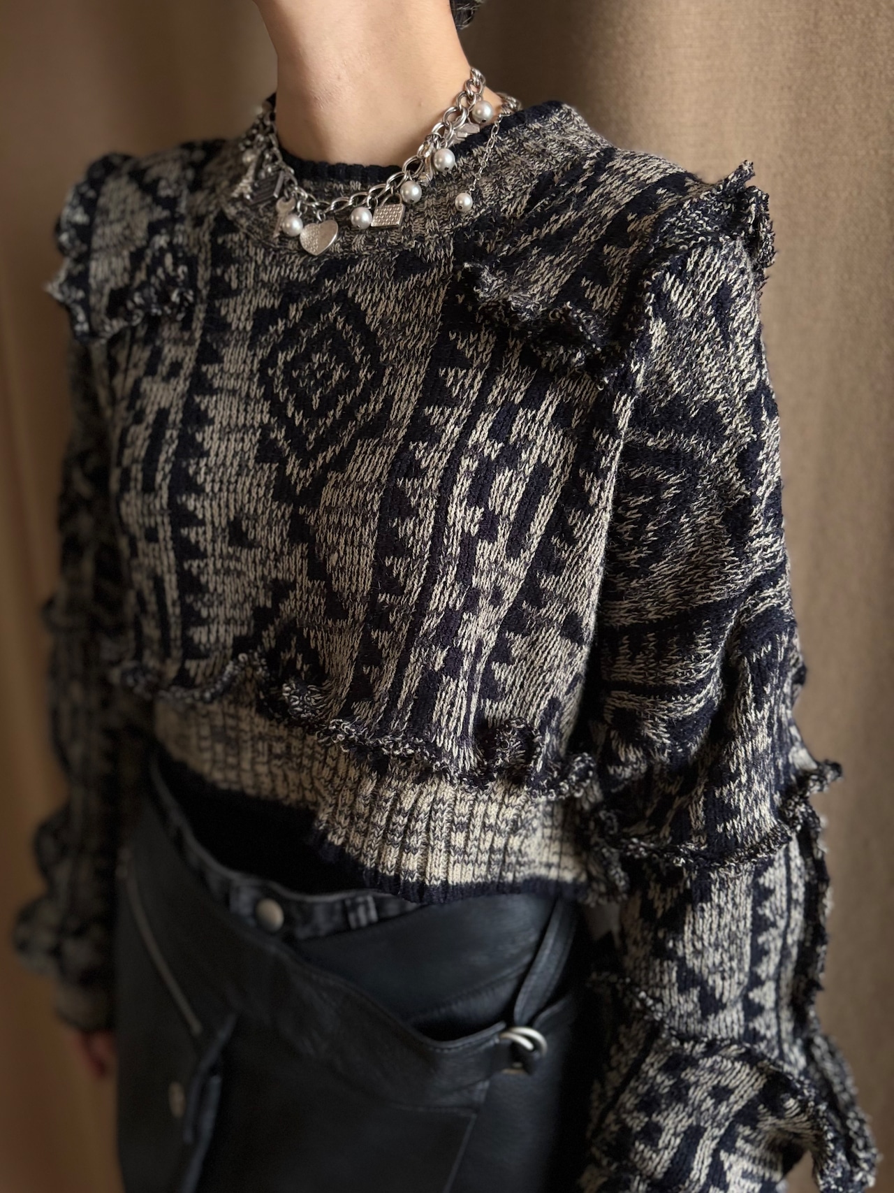 geometric pattern acrylic remake knit-5139-1