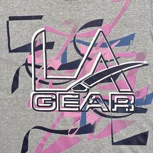 【LA GEAR】90s USA製 ロゴ プリント Tシャツ グレー シングルステッチ ヴィンテージ ビッグプリント 半袖 US古着