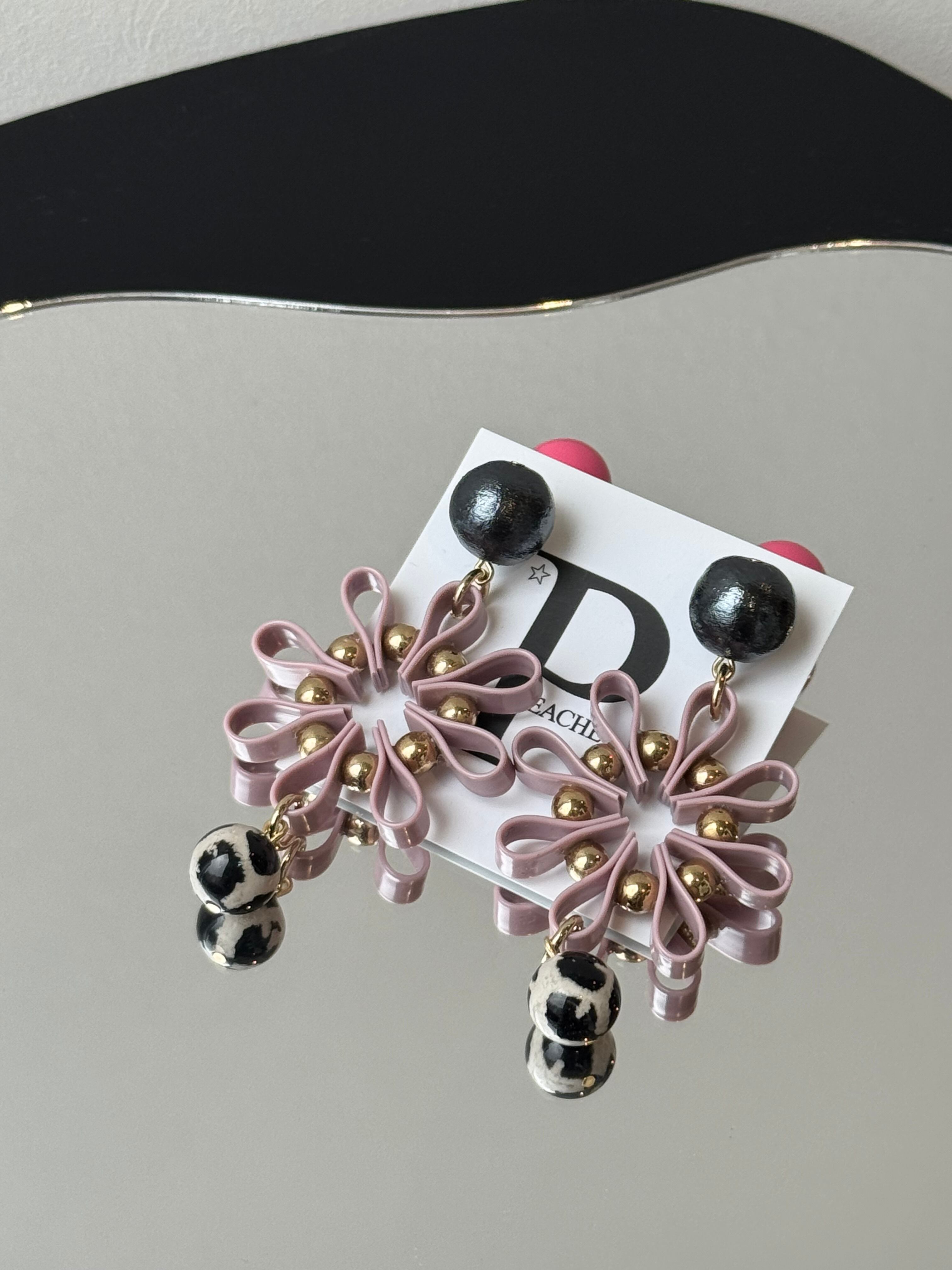 open flower pink black gold mix