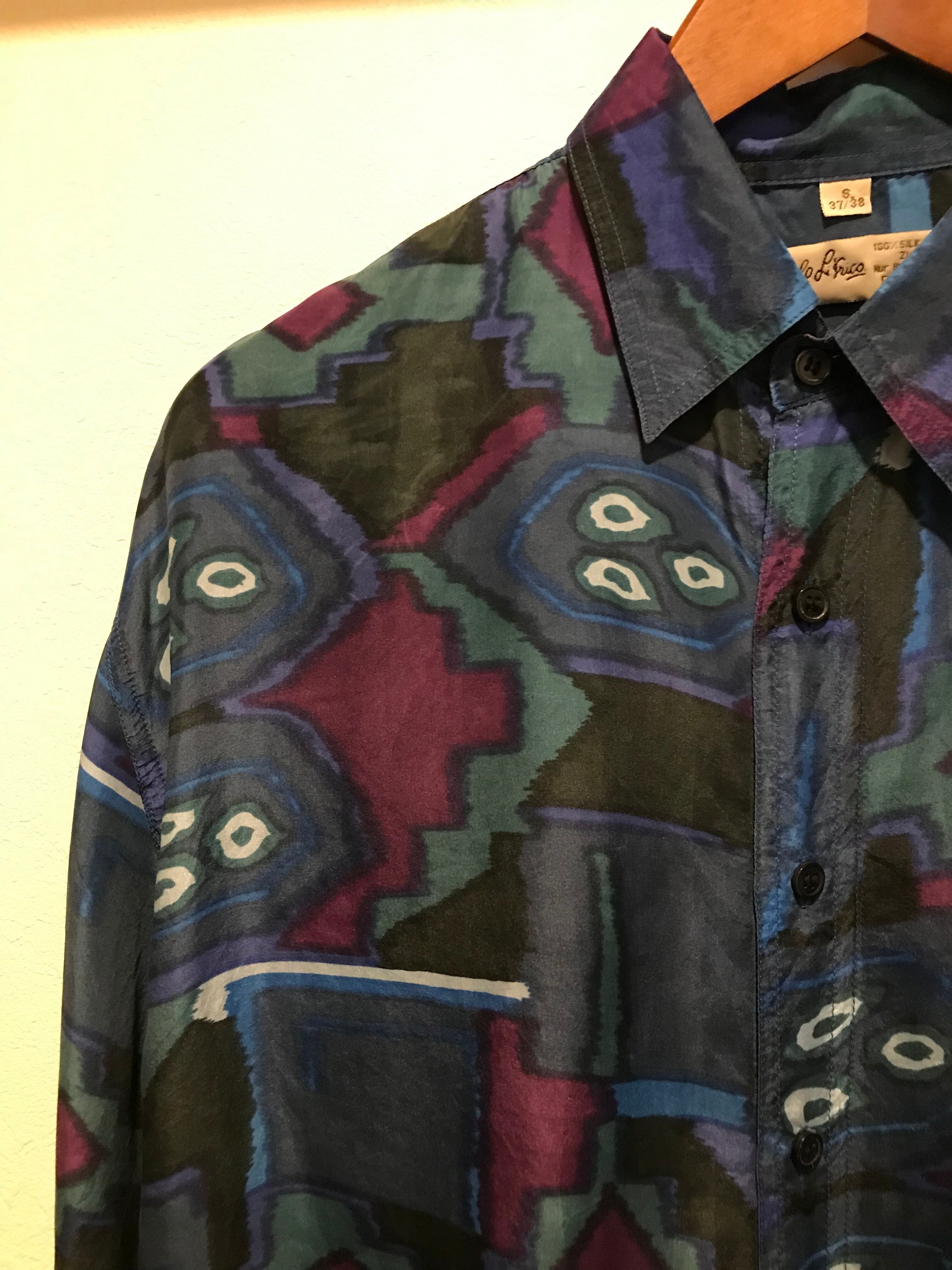 シルク100%‼︎90s vintage 長袖シャツ 柄シャツ 90年代 ビンテージ ...