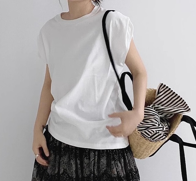 shoulder pad t-shirt【2024050501】