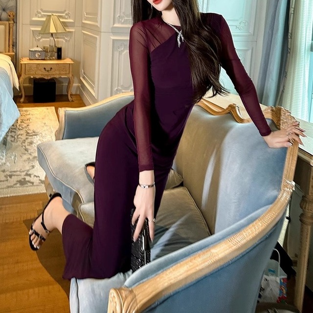 Mesh Sheer Tight Dress(2color)　　V3015
