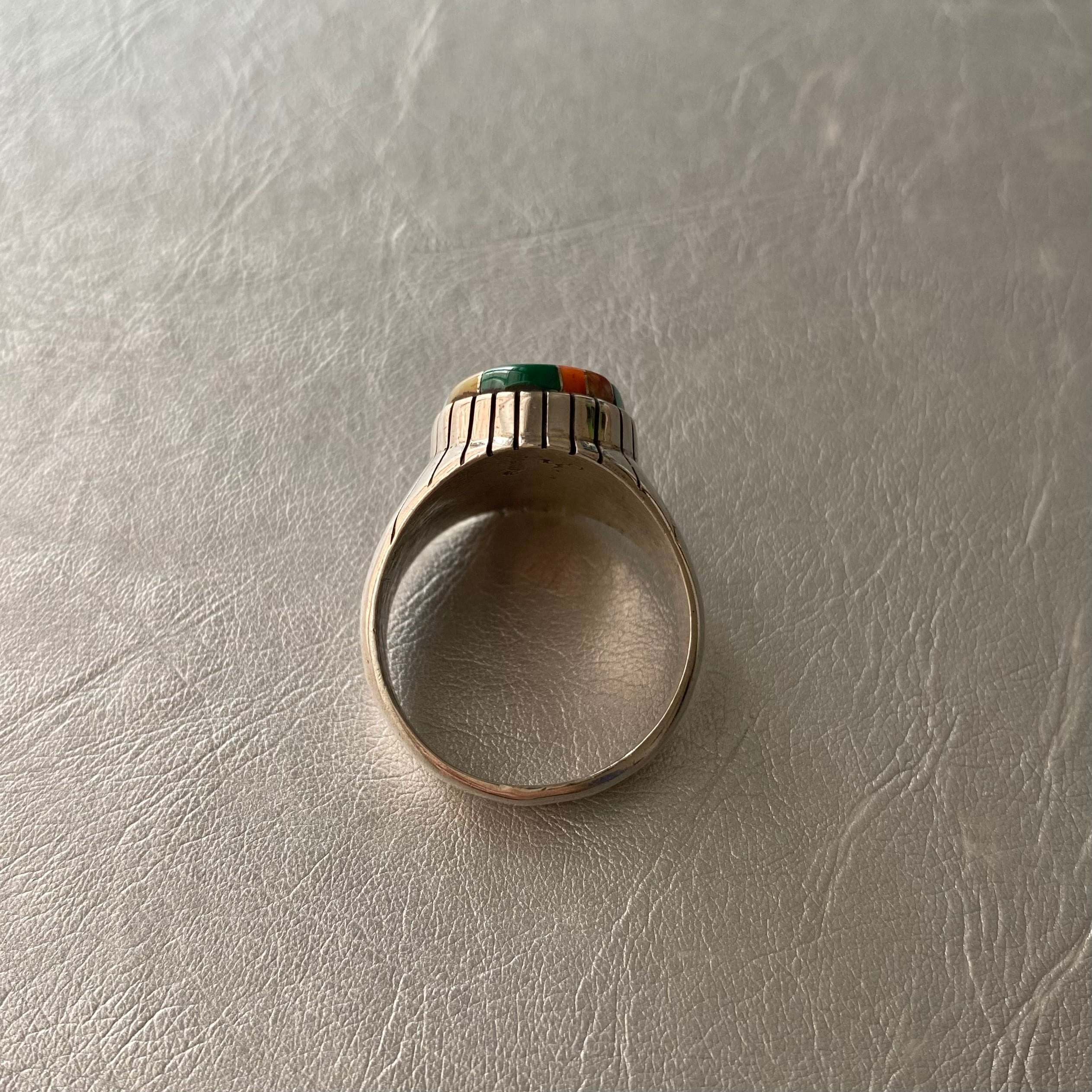 vintage silver inlay ring