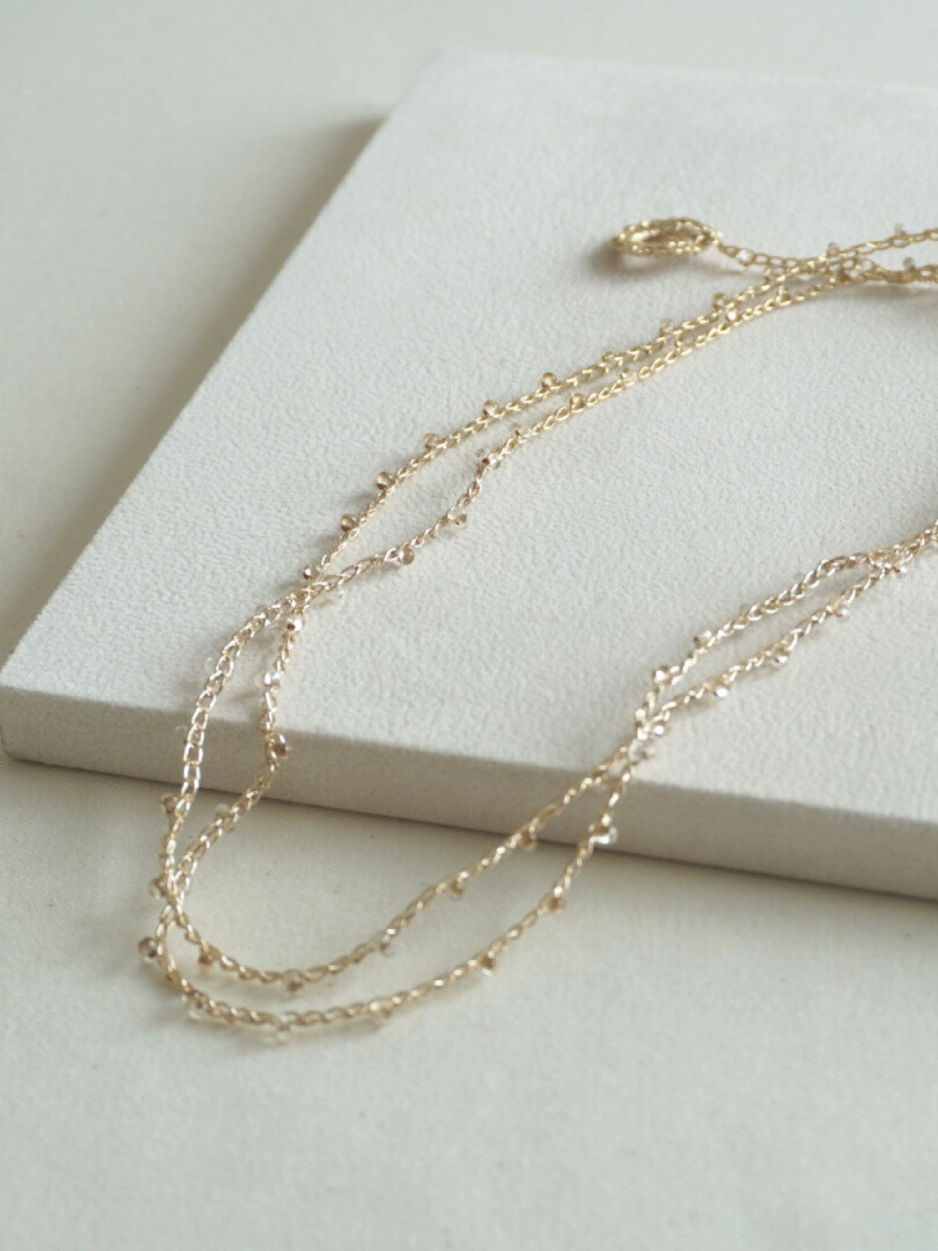 ファルファーレガラスビーズ ロングネックレス｜2連OK・軽量・97cm