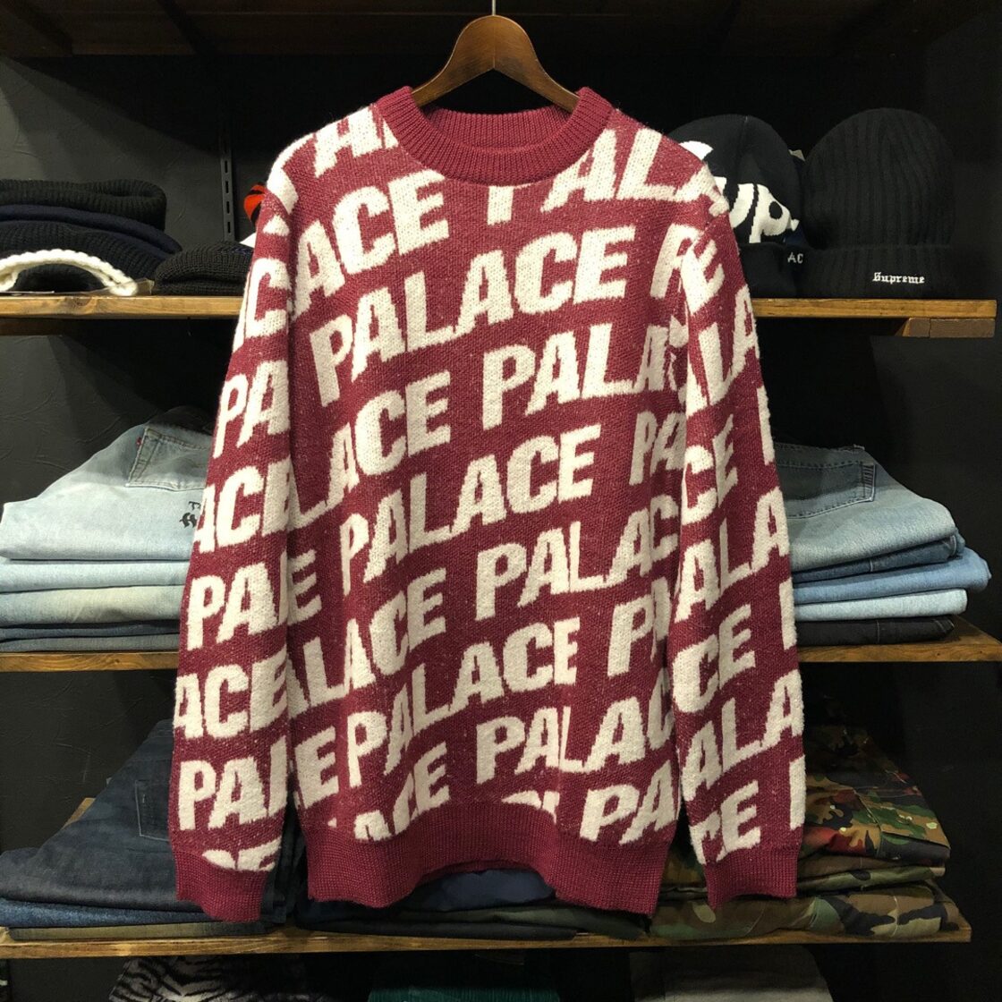 palace skateboards】-パレススケートボード-TONER KNIT RED PLUM | PAY ID