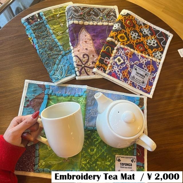 TOPANGA Kitchen India Vintage Sari Embroidery Tea Mat 20Type 30×20cm 　インド　ヴィンテージサリー刺繍　ティーマット　20種【メール便可】