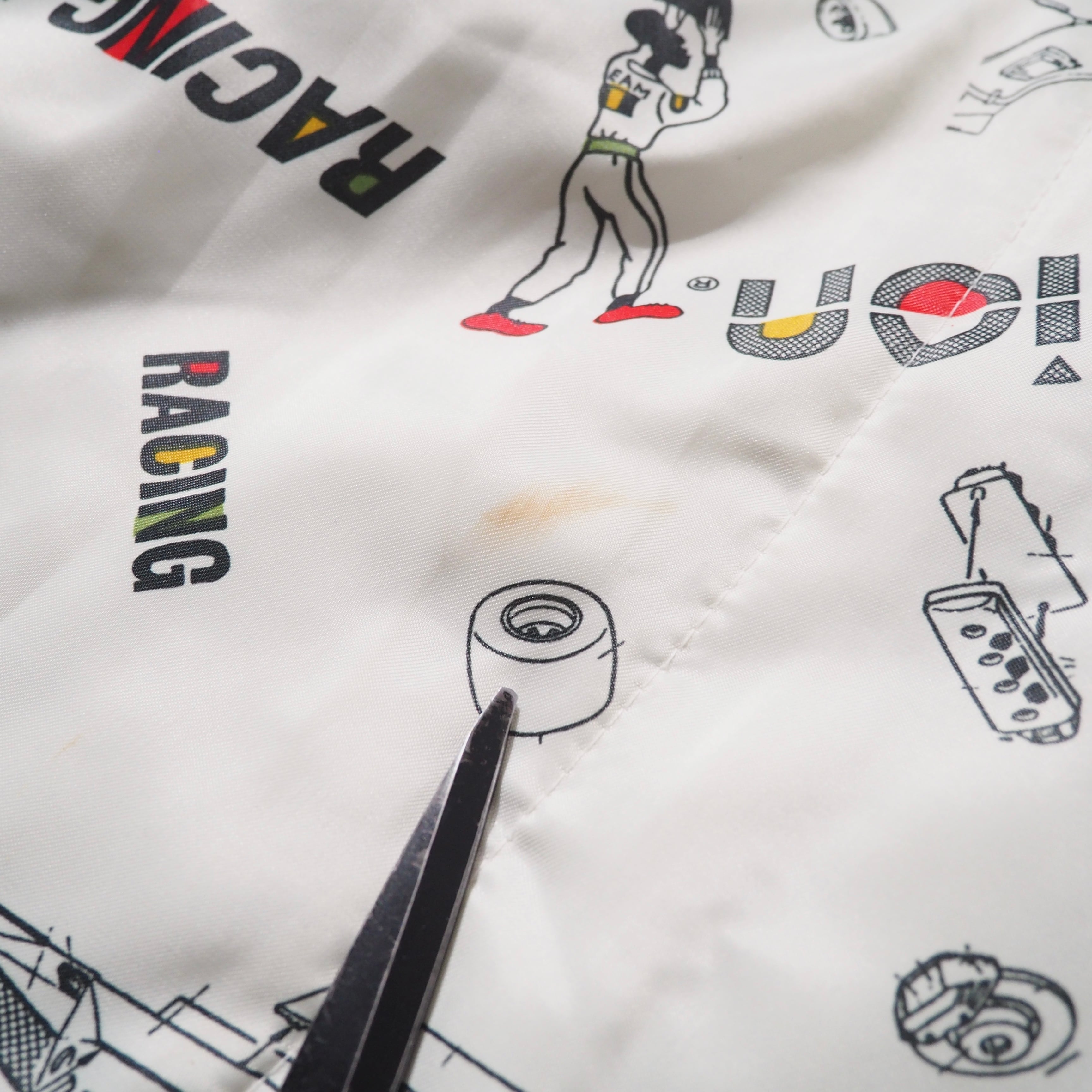 1980 - 90s " INTER FUSION " Beautiful Green × Pop Lining vintage Racing Blouson