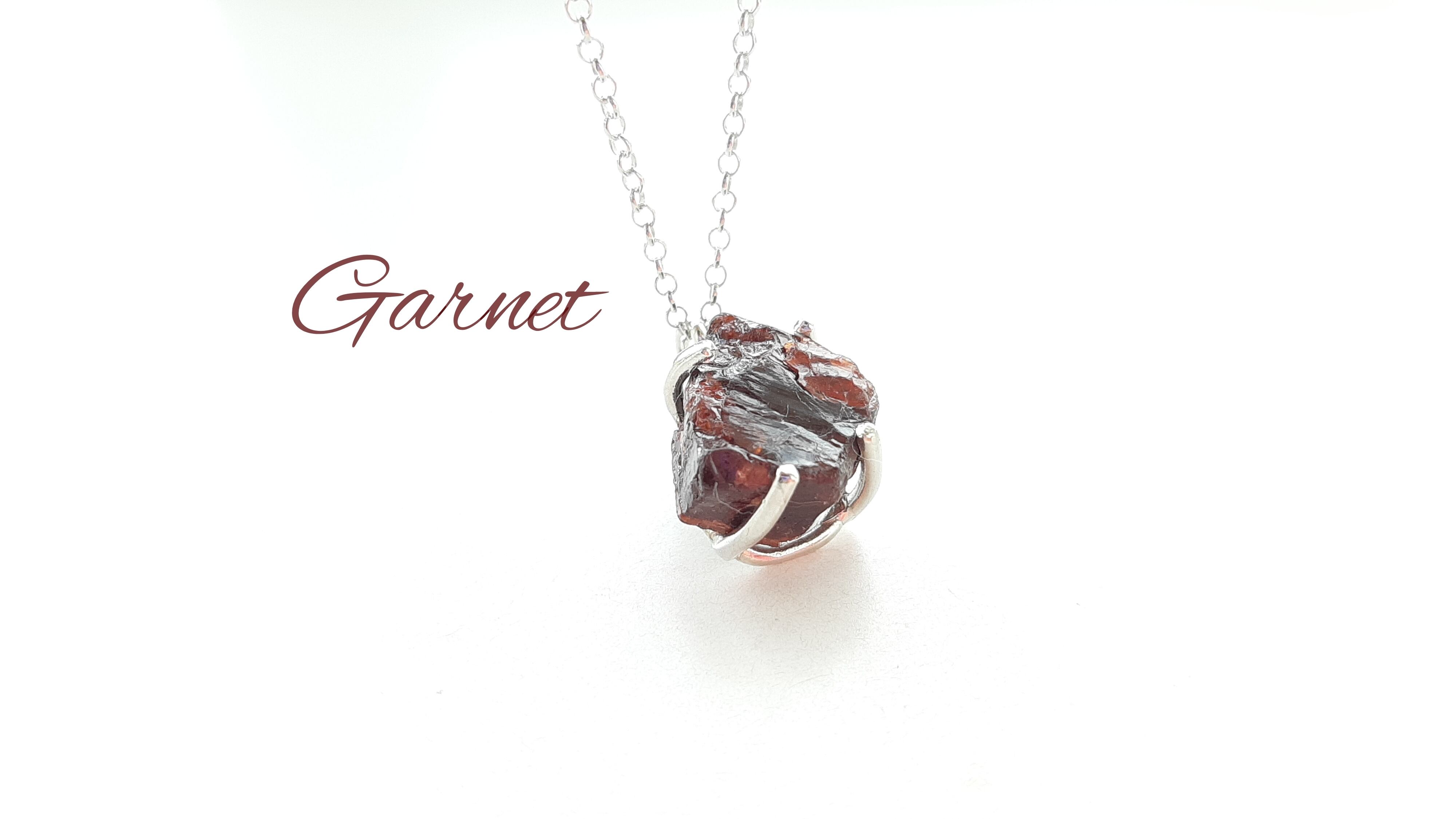 Garnet』世界でひとつ天然石ネックレスsv925+プラチナ仕上げ Garnet』世界でひとつ天然石ネックレスsv925+プラチナ仕上げ