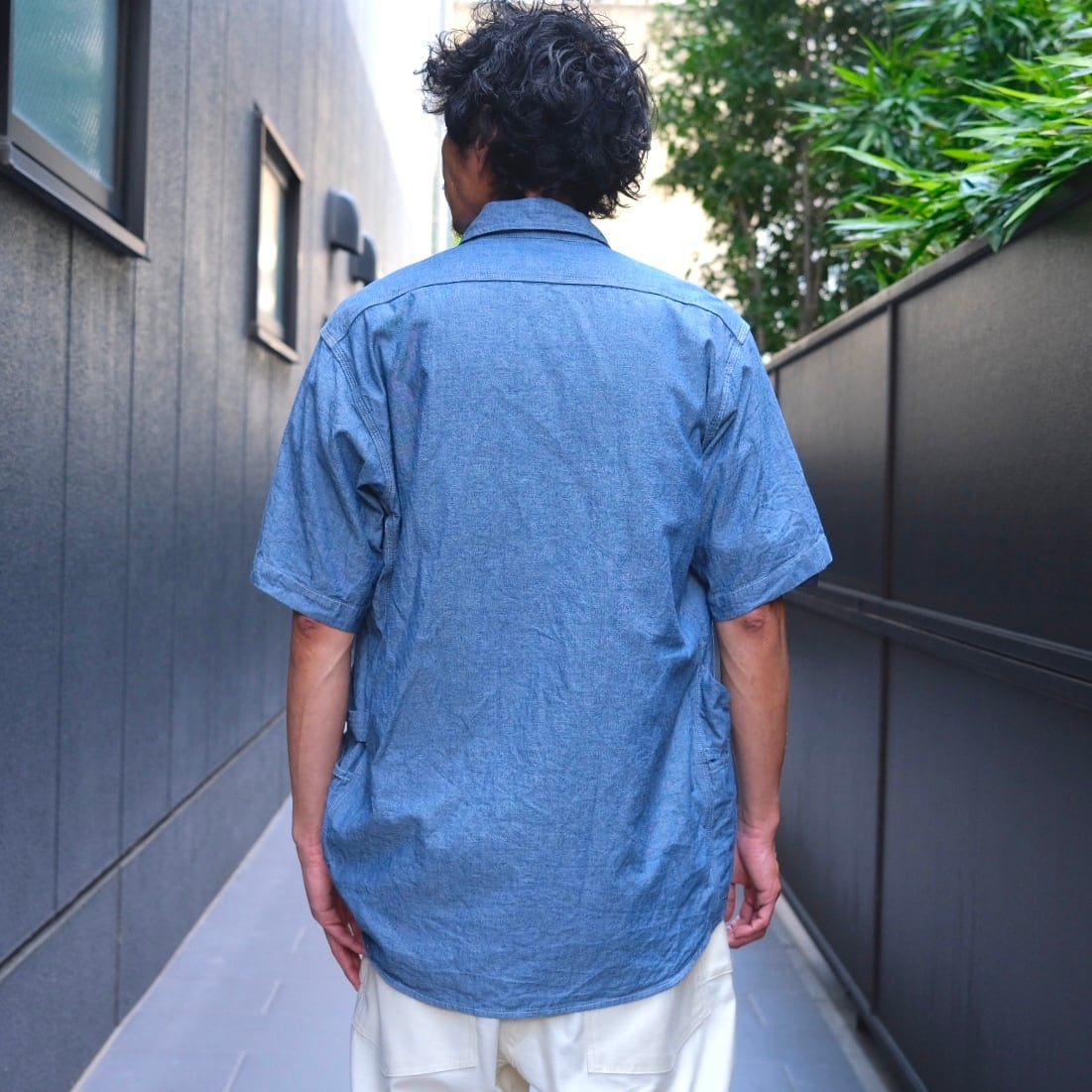 SASSAFRAS(ササフラス) / Gardener Shirt 1/2 5oz Chambray -Blue- (SF